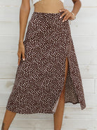 Woven Slit Printed Long Skirt - ElegantAlpha