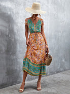 Woven V - Neck Long Bohemian Dress - ElegantAlpha