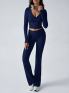 Yoga Wear Slim Fit Knit Long Sleeve Pants Two - Piece Set - ElegantAlpha