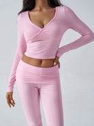 Yoga Wear Slim Fit Knit Long Sleeve Pants Two - Piece Set - ElegantAlpha