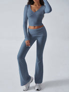 Yoga Wear Slim Fit Knit Long Sleeve Pants Two - Piece Set - ElegantAlpha