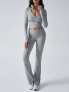 Yoga Wear Slim Fit Knit Long Sleeve Pants Two - Piece Set - ElegantAlpha