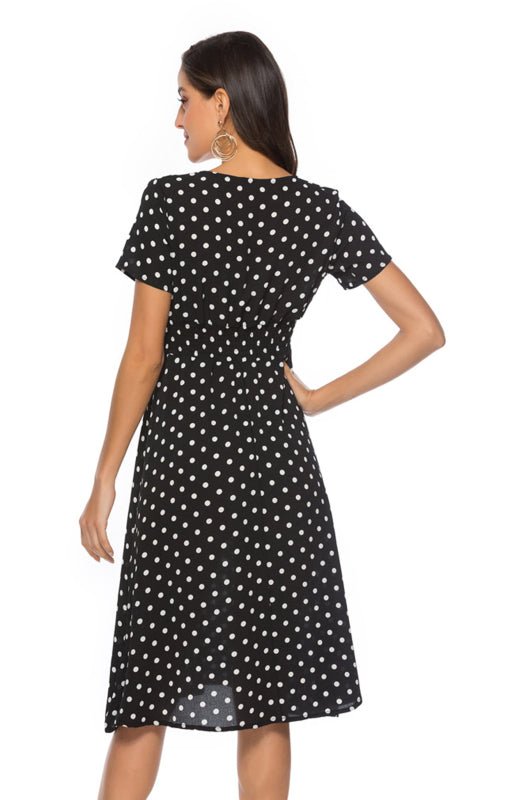 Polka Dot Short Sleeve Dress - ElegantAlpha®