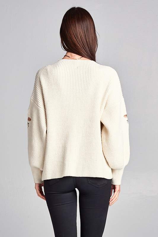 Cardigan with Embroidered Sleeves - ElegantAlpha®