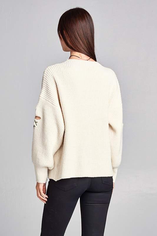 Cardigan with Embroidered Sleeves - ElegantAlpha®