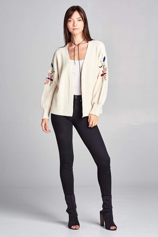 Cardigan with Embroidered Sleeves - ElegantAlpha®