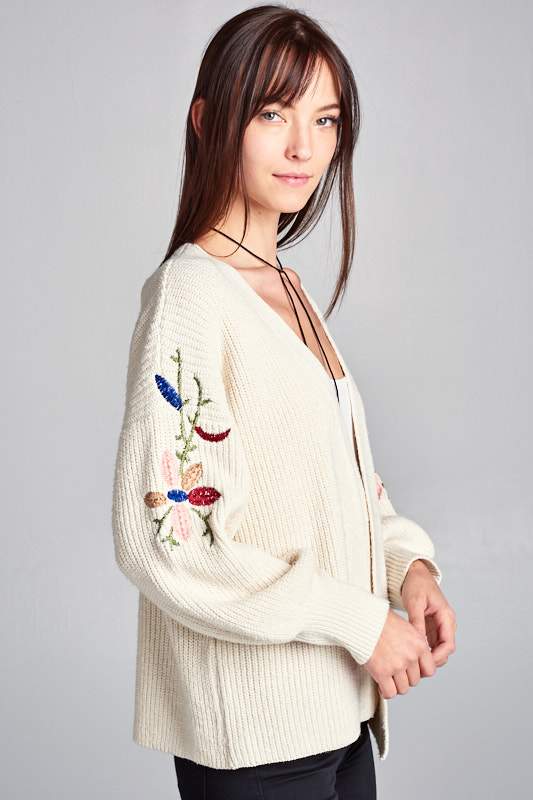 Cardigan with Embroidered Sleeves - ElegantAlpha®