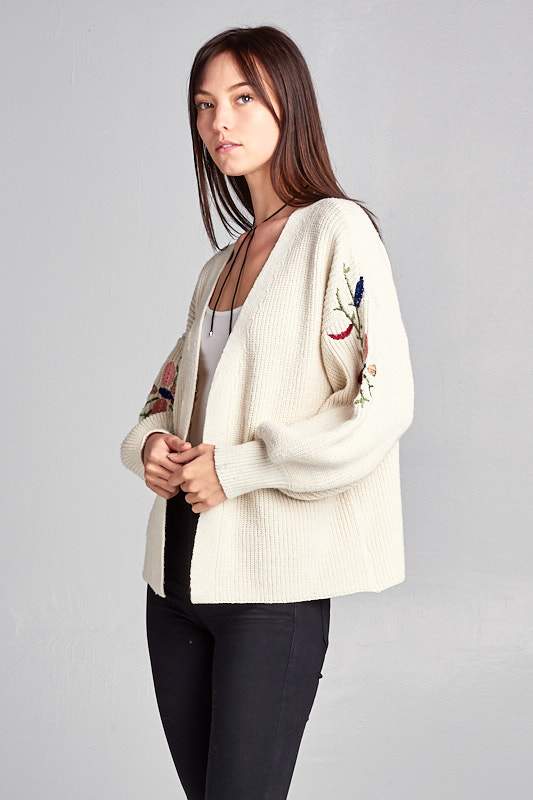 Cardigan with Embroidered Sleeves - ElegantAlpha®