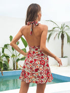 Deep V open back sleeveless Chiffon Holiday Beach skirt - ElegantAlpha®