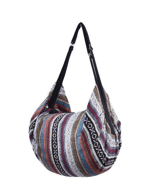 Bohotusk Striped Multi Coloured Cotton Canvas Duffle Bag - ElegantAlpha®