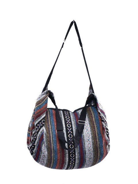 Bohotusk Striped Multi Coloured Cotton Canvas Duffle Bag - ElegantAlpha®