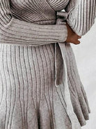 Sexy Deep V Neck Long Sleeve Waist Sweater - ElegantAlpha®