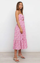 Sling Gathered Floral Cutout Dress - ElegantAlpha®