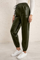 Elastic Waist PU Leather Joggers - ElegantAlpha®