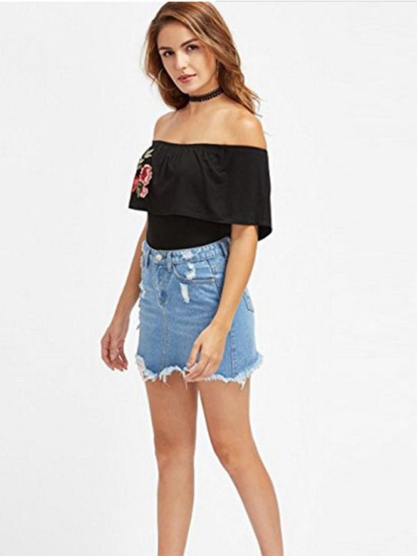 Rpped fringed loose sexy denim skirt - ElegantAlpha®