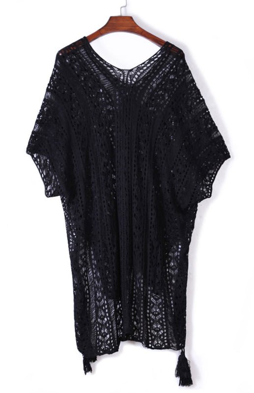 Crochet Knitted Tassel Tie Kimono - ElegantAlpha®