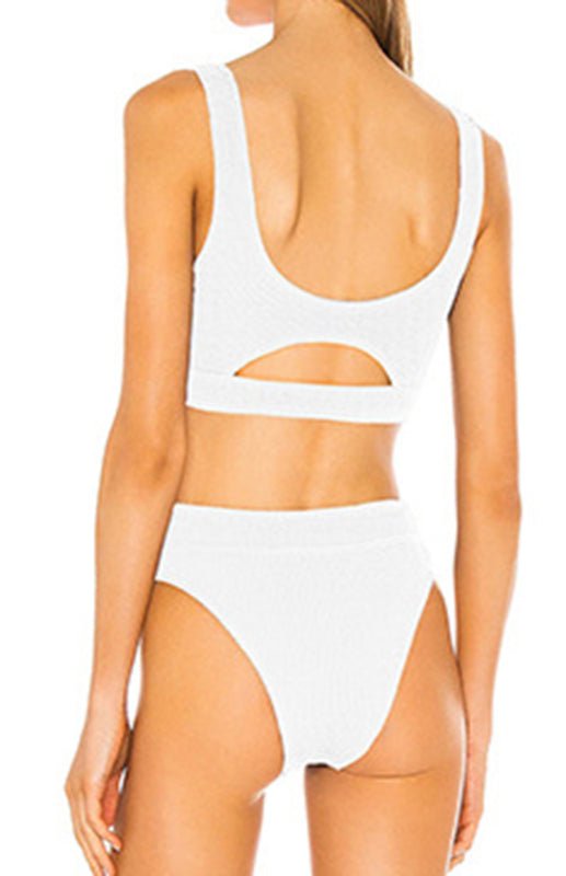 Cutout Solid Color Split Swimsuit - ElegantAlpha®