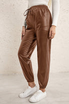 Elastic Waist PU Leather Joggers - ElegantAlpha®