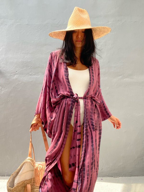 Beach Tie Dye With Tie Waist Cover-Up - ElegantAlpha®