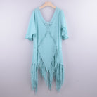 Cotton Fringe Slit Cover-up Dress - ElegantAlpha®