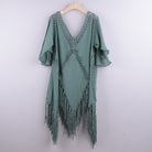 Cotton Fringe Slit Cover-up Dress - ElegantAlpha®