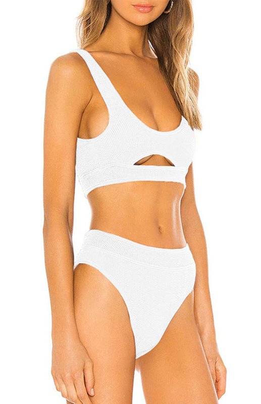 Cutout Solid Color Split Swimsuit - ElegantAlpha®