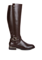 Buckle Strap Embellished Calf Boots - ElegantAlpha®