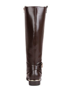 Buckle Strap Embellished Calf Boots - ElegantAlpha®