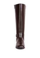 Buckle Strap Embellished Calf Boots - ElegantAlpha®