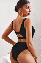 Cutout Solid Color Split Swimsuit - ElegantAlpha®