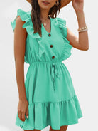 Casual V-neck ruffled bubble tie dress - ElegantAlpha®