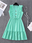 Casual V-neck ruffled bubble tie dress - ElegantAlpha®