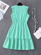 Casual V-neck ruffled bubble tie dress - ElegantAlpha®