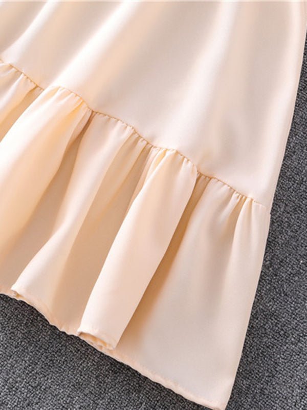 Casual V-neck ruffled bubble tie dress - ElegantAlpha®