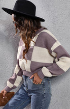 Checkerboard Loose Knit Sweater - ElegantAlpha®