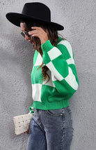 Checkerboard Loose Knit Sweater - ElegantAlpha®