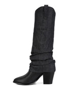 Cowboy Boots With Denim Sleeve Setail - ElegantAlpha®