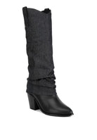 Cowboy Boots With Denim Sleeve Setail - ElegantAlpha®