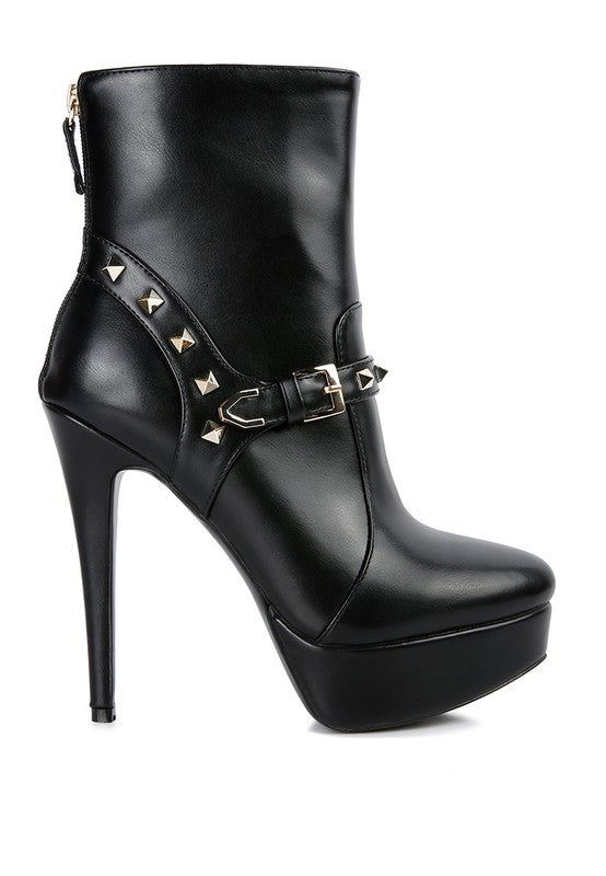 DEJANG Metal Stud faux Leather Ankle Boot - ElegantAlpha®