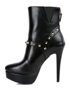 DEJANG Metal Stud faux Leather Ankle Boot - ElegantAlpha®