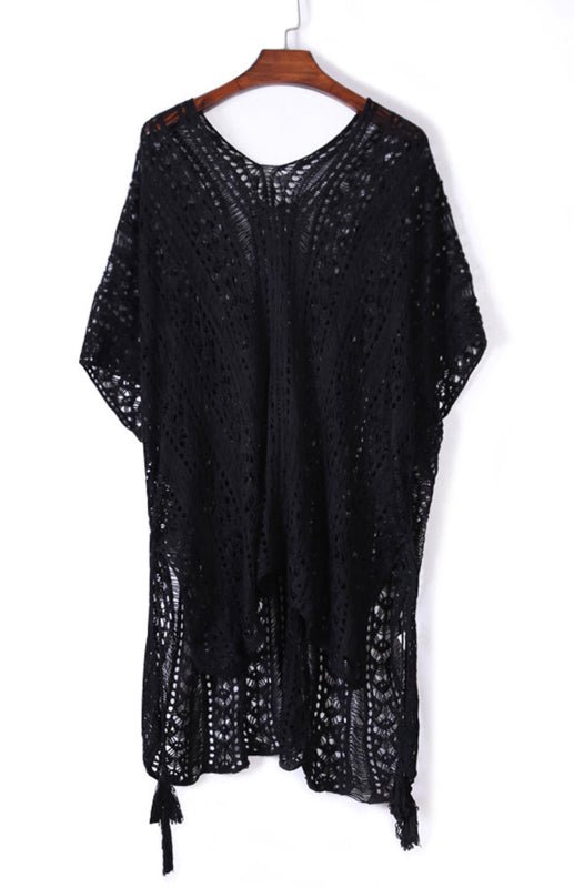 Crochet Knitted Tassel Tie Kimono - ElegantAlpha®