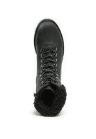 DOLON LACE-UP FUR COLLARED ANKLE BOOT - ElegantAlpha®