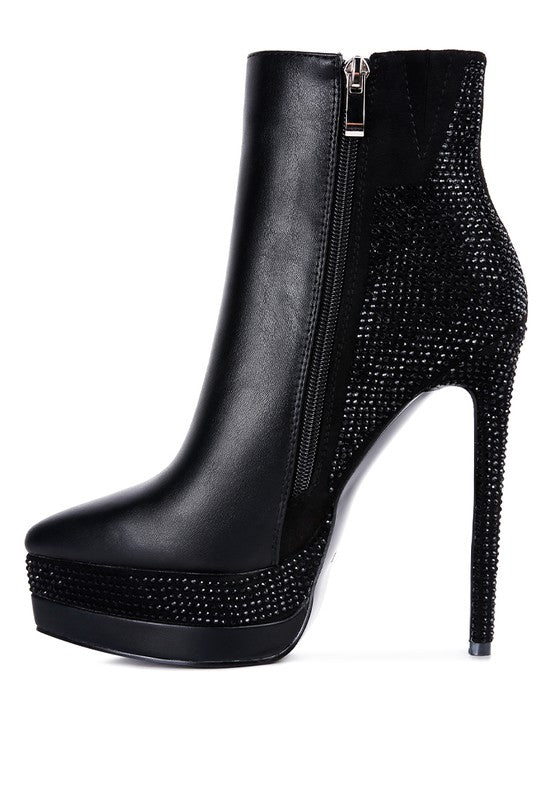 ENCANTO Diamante Set High Heeled Ankle Boot - ElegantAlpha®