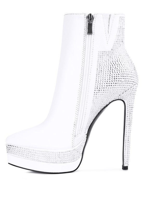 ENCANTO Diamante Set High Heeled Ankle Boot - ElegantAlpha®