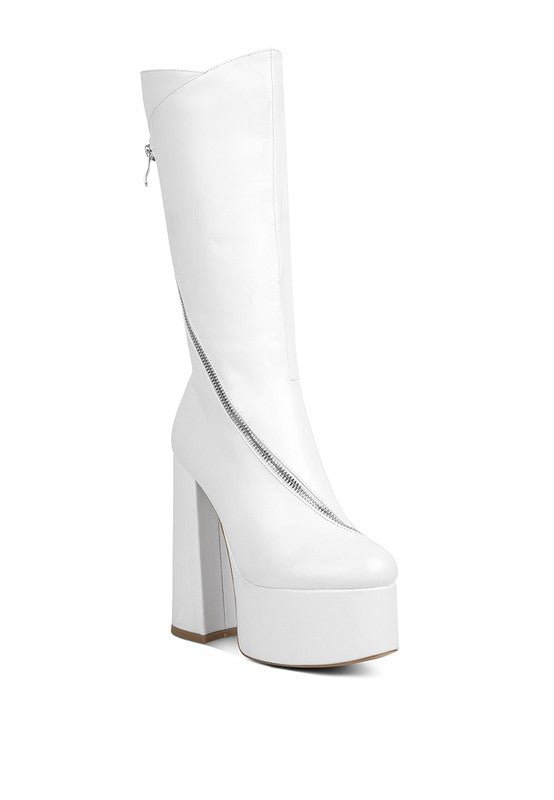 Faux High Heeled Platform Calf Boots - ElegantAlpha®