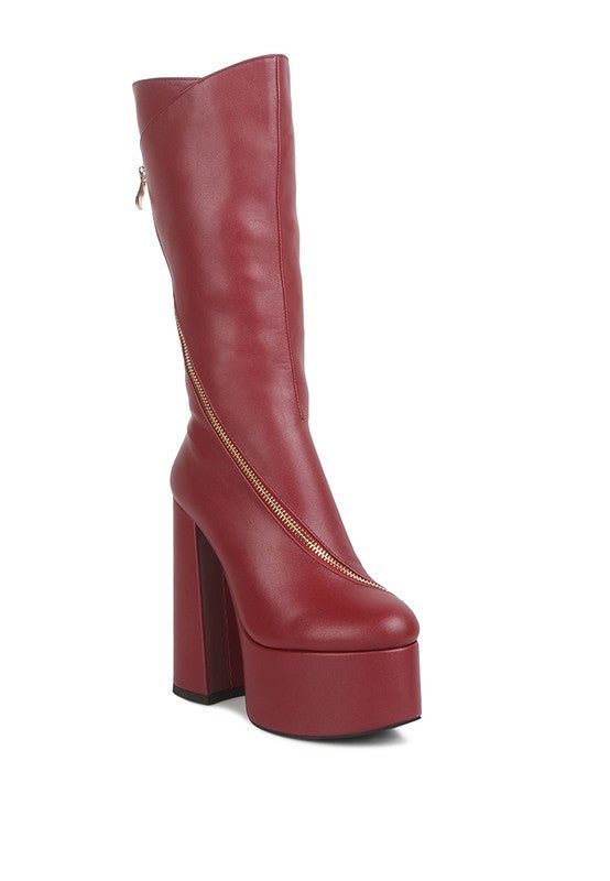 Faux High Heeled Platform Calf Boots - ElegantAlpha®