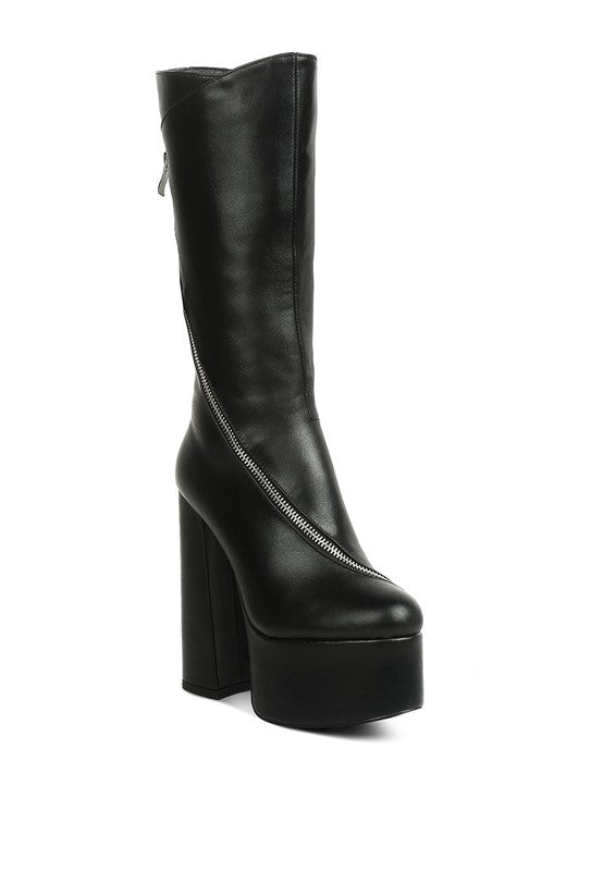 Faux High Heeled Platform Calf Boots - ElegantAlpha®