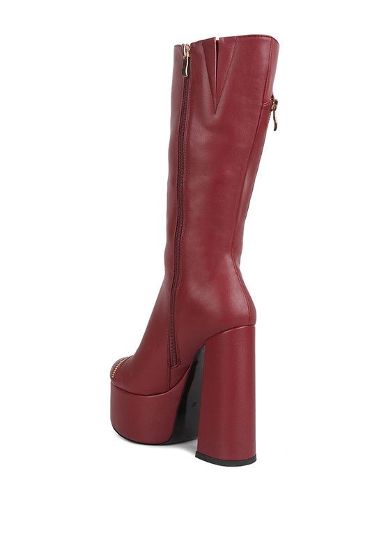 Faux High Heeled Platform Calf Boots - ElegantAlpha®