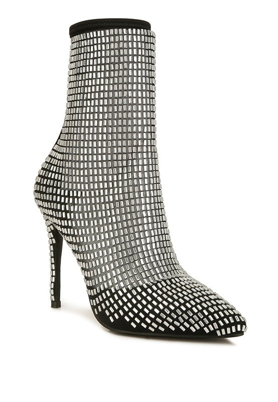 Fortunate Rhinestones Embellished Mesh Boots - ElegantAlpha®