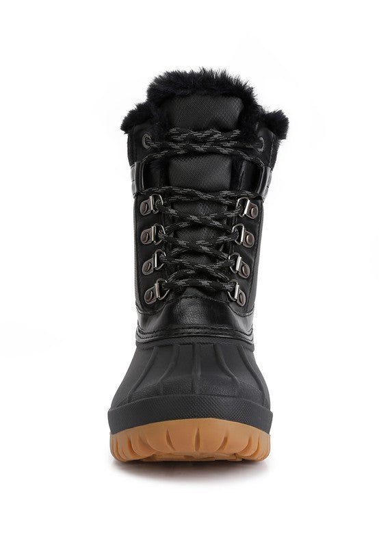 Fur Collar Lug Sole Boots - ElegantAlpha®